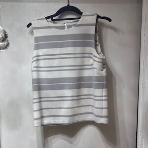 Calvin Klein Gray and White Striped Tank Top